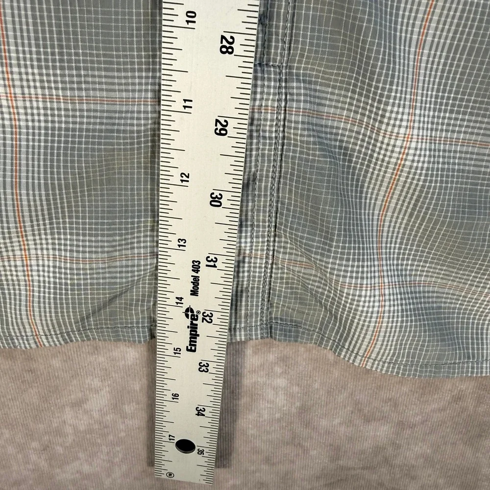 Duluth Trading Co Shirt Mens 2XL Grey Plaid Untucked Relaxed Fit Short Sleeve